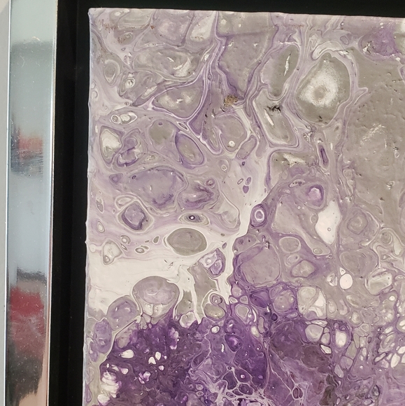 Original 10"x10" (12"x12" with frame) Acrylic Pour Painting - Picture 4 of 5
